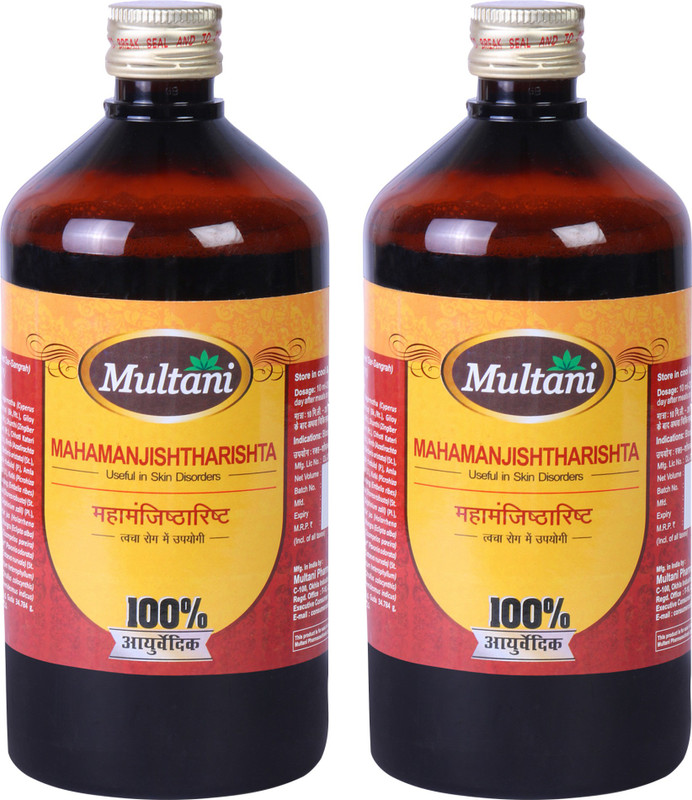Multani Mahamanjishthadyarishta Syrup | Reduce Acne, Pimple, Skin Allergies | 450ml Each(Pack of 2, 900 ml)