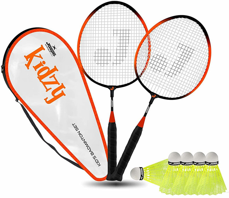 Jaspo Kidzy Steel Badminton Racket Set with 5pc. Feather Shuttlecock Badminton Kit