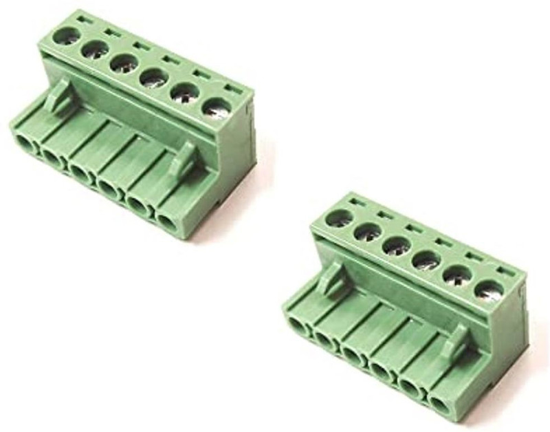 ERHIndia (Pack of 2) Pitch Right Angle Screw Terminal Block Female Connector 300V/15A, 28-12 AWG 5085 Connecrtor Plug In Type Screw Terminal Connector - 6 Pin - 5.08mm XY2500 Connector(Green)