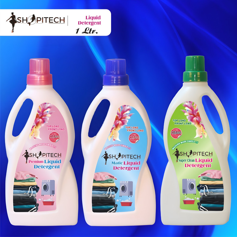 SHOPITECH Easy Wash Liquid Detergent, Suitable for top load detergent and front load liquid detergent, Wash Detergent for Machine and Hand Wash -1 Liter Fresh Liquid Detergent (1000 ml) Fresh Liquid Detergent(3 x 0.33 L)