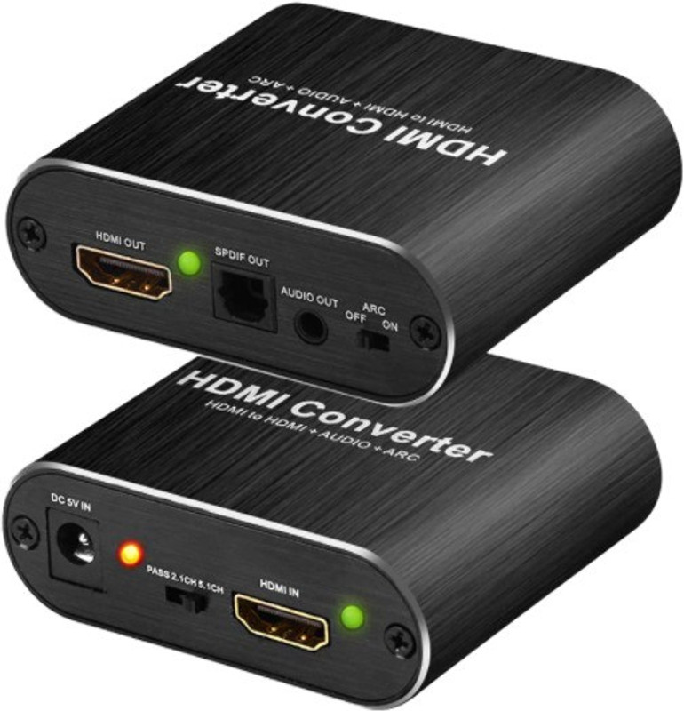 microware 4K x 2K@60Hz HDMI Audio Extractor 5.1CH extractor HDMI-compatible splitter HD To Audio Extractor Optical TOSLINK SPDIF Media Streaming Device(Black)