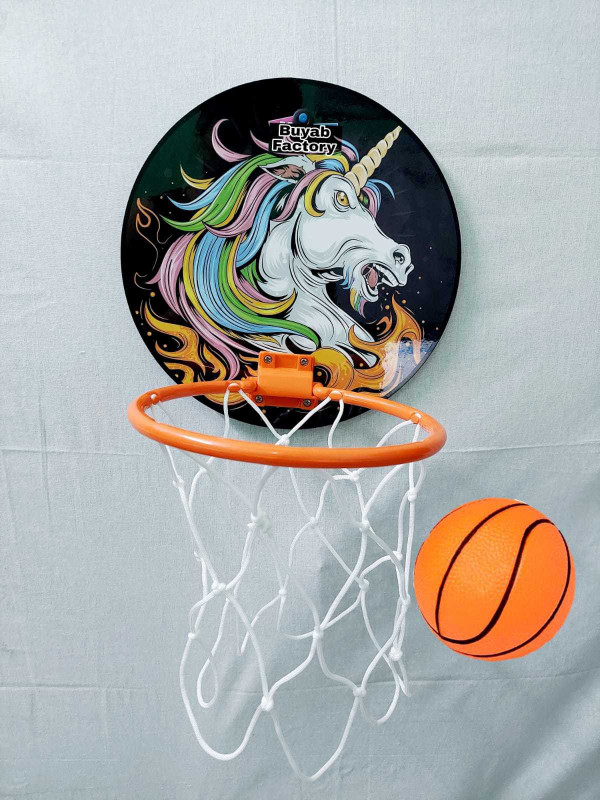 Buyab factory Basket Ball for Kids Portable Set with Hanging Board, easy to assemble and disassemble best quality and very strong board with ball also idol spots junior game (100% Made in India) gorilla Basketball