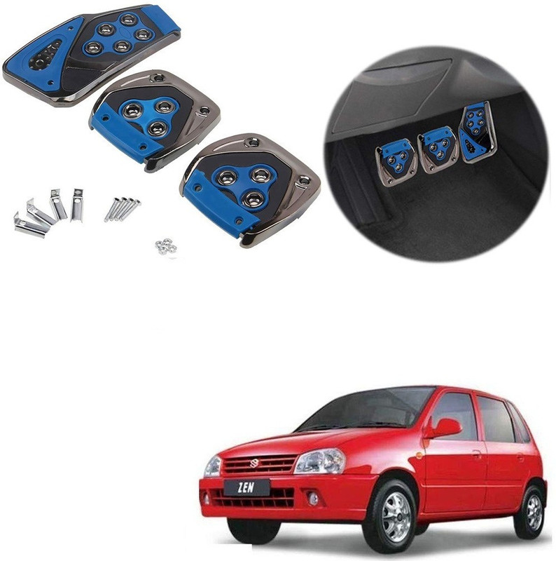 Znee Smart ZS-BLU-B229 Blue Non-Slip Manual Car Pedals kit Pad Covers 3 Pcs Set for Maruti Suzuki Zen Car Pedal