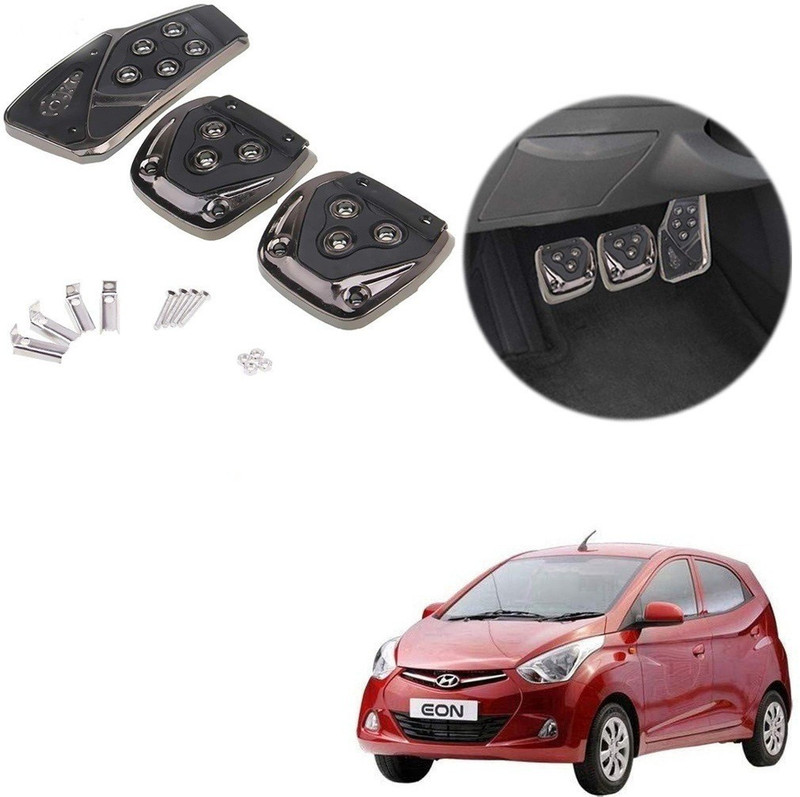 Znee Smart ZS-BV-73 Black Non-Slip Manual Car Pedals kit Pad Covers 3 Pcs Set for Hyundai Eon Car Pedal
