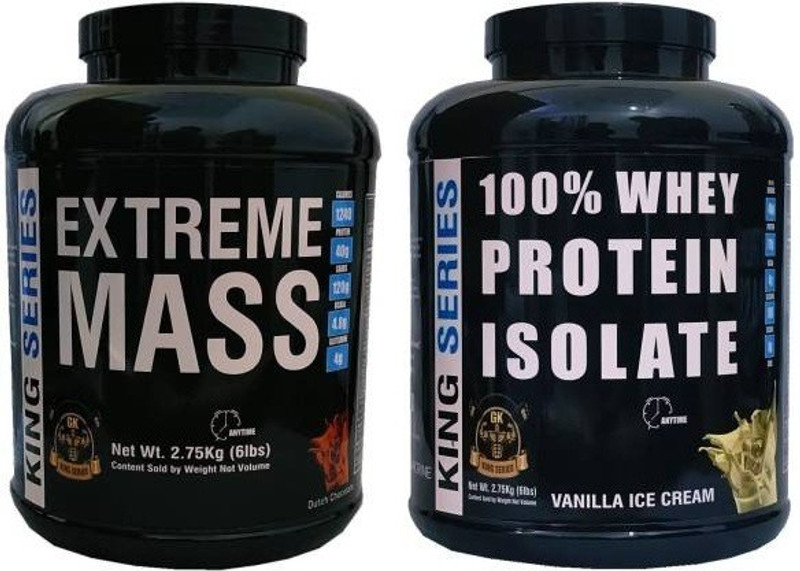 Gk King Series Extreme Mass Gainer & Whey Protein Combo (4.95Kg Chocolate & Vanilla) Weight Gainers/Mass Gainers(2.75 kg, CHCOLATE)