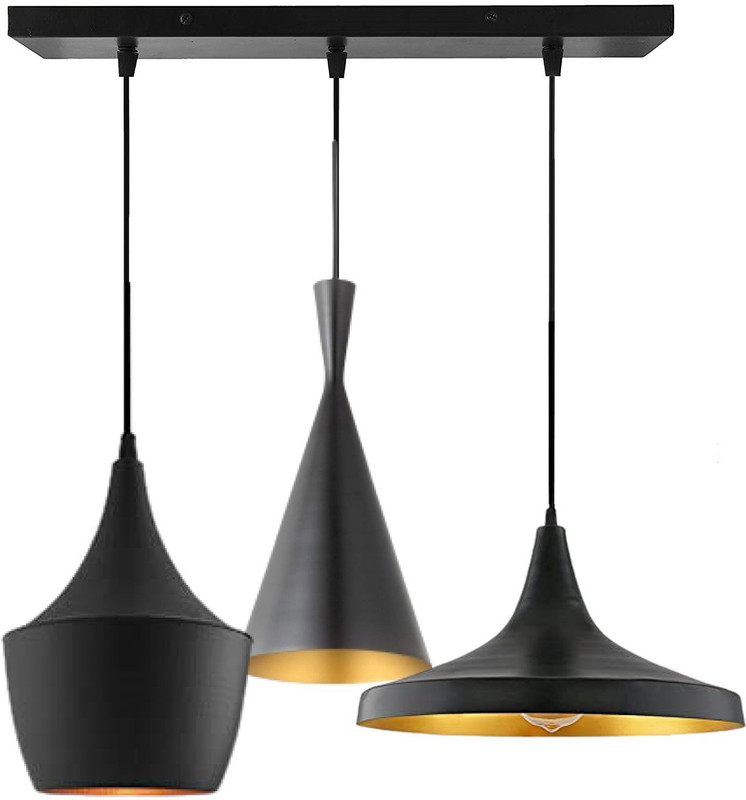 HomesElite Hanging Light for Bedroom Dining Table Living Room Balcony Kitchen Hall Indoor Lighting Ceiling Fixture Pendant Antique Metal Vintage (3-Light Cluster Black) (BULB NOT INCLUDED) Pendant Lamp Ceiling Lamp(Black)