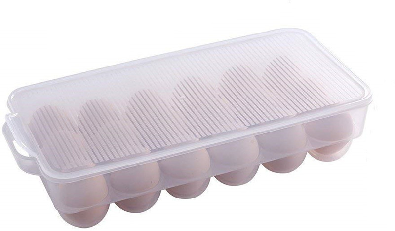 touaretails Egg Storage Box, Food Storage Container, Egg Carry Holder, Egg Tray for Fridge Egg Storage Case 18 Grid Egg Storage Box for Refrigerator Storage Container Plastic Egg Separator(Clear, Pack of 1)