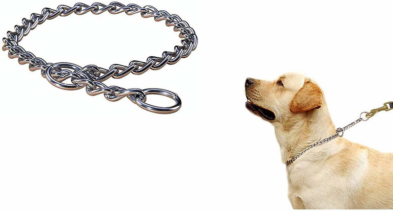 Woofy Chock Chain 24 inches Neck Chain for Small and Medium Dog Dog Harness & Chain (Silver) Plain Dog Collar Charm(Silver, Round)