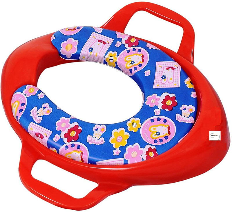 EVOSHINE Soft Cushioned Designer Baby Potty Seat / Toilet Seat With Support Handle Potty Training Seat Toilet Bathroom Stool Non-Slip Potty Seat(Red)