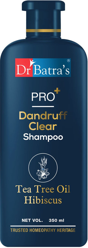 Dr Batra's PRO+ Dandruff Clear Shampoo| Enriched with Tea Tree Oil, Hibiscus, Ginger, Wintergreen, Thuja Extracts| Visibly reduces dandruff| Sulphate, Paraben, Silicone Free(350 ml)
