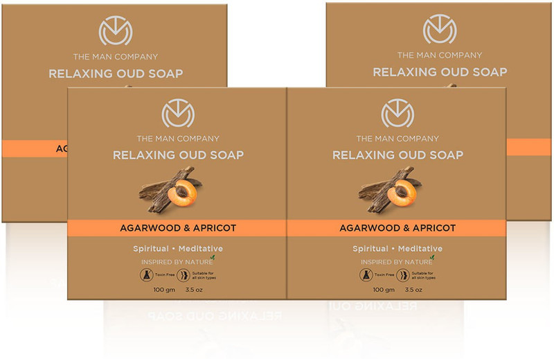 THE MAN COMPANY Relaxing Oud Soap Bar | Agarwood & Apricot | Glowing and Soft Skin (4 x 100 g)