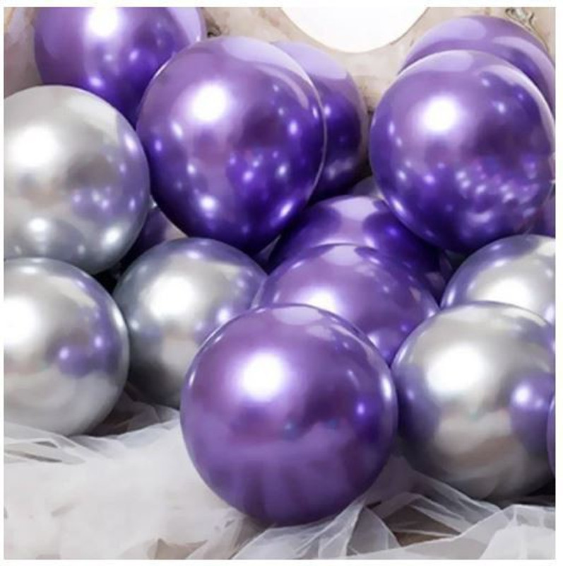 Blisskart Solid ( Pack of 50) (Purple + Silver) Metallic Balloons for Birthday Decoration / Anniversary Party Decoration Balloon(Purple, Silver, Pack of 50)