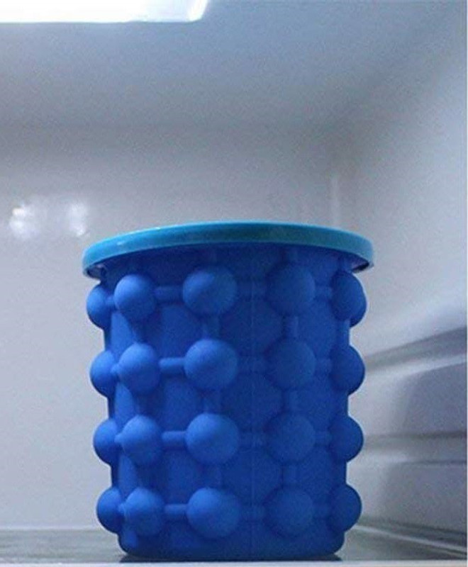ActrovaX 1 L Silicone, Plastic XVI™-106-KI-Silicone Bucket with Lid Makes Small Size Nugget Ice Chips Ice Bucket(Blue)