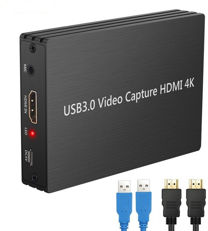 microware TV-out Cable 4k HDMI Game Capture Card 1080P HDMI To USB 3.0 Live Video Capture Game Capture with HDMI Loop-out(Black, For Camera)
