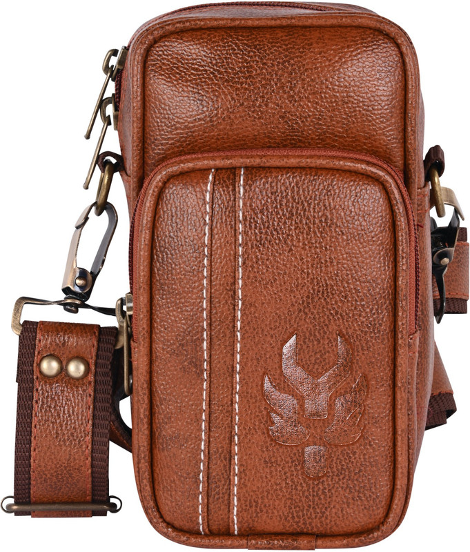Pramadda Pure Luxury Brown Sling Bag Stylish ITALIA Mobile SMALL Vegan Leather Sling Bag for Men Women | Crossbody Chest Bag Men Travel | Side Bag for Men | Mini Mobile Passport Document Cash Wallet Travelling Pouch Daily Use | Corporate Gift Item Men | Messenger Office Key Bag | Collection Utility