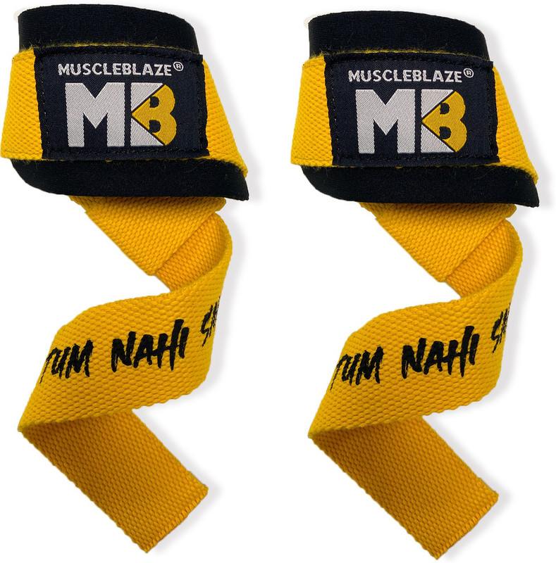 MUSCLEBLAZE Weight Lifting Strap (Tum Nahi Samjhoge), Wrist Supporter for Gym, One Pair Supporter(Yellow, Black)