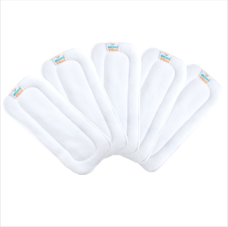 MOM'S PRIDE EXTRA ABSORBENT 4 Layer MicroFiber White Inserts Wetfree - 0 - 24 months (5 Pieces)