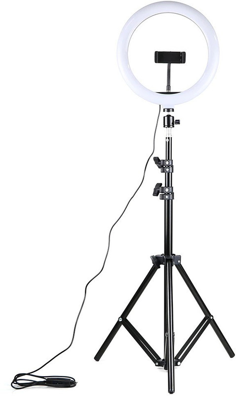 Wrapo 10 Inch Ring Light With Tripod Stand In 3 Modes Adjustable Light Dimmable Light For smartphone With Phone Holder For Youtube Tik tok Video Live Photo Studio make up Tripod(Black, Supports Up to 4000 g)