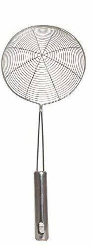 Geet GEET Stainless Steel Deep Fryer Strainer/Oil Strainer for Kitchen Puri Wire Skimmer with Spiral Mesh/Puri Jhara (Stainless Steel, 16 cm) Deep Frying Basket(Steel Pack of 1)