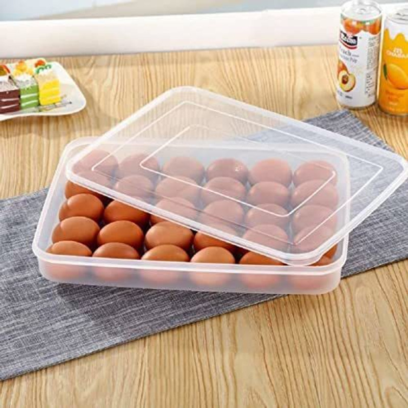TRADEZIE Egg Tray Holder with Cover | for 24 Eggs Plastic Egg Separator(Clear, Pack of 1)