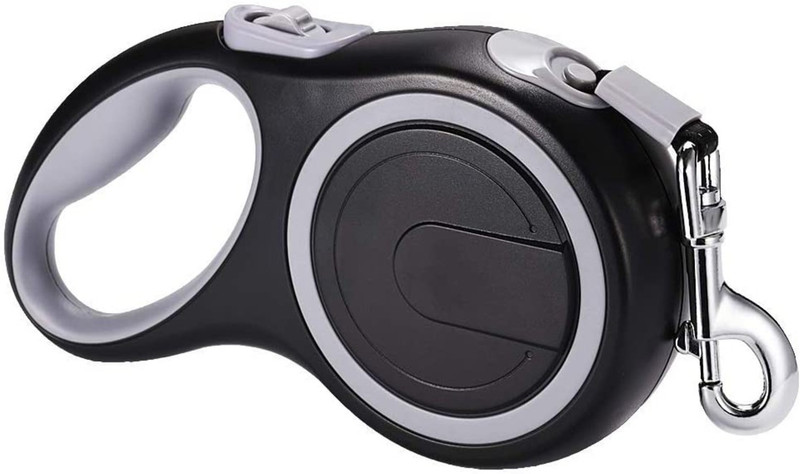 Youstylo Retractable Dog Leash, 360° Tangle-Free Heavy Duty Dog Walking Leash with 16ft Strong Nylon Tape/Anti-Slip Handle/One-Handed Brake-Pause, Lock for Dogs/Cat/Pets up to 110lbs/50kg 500 cm Dog Strap Leash(Black)