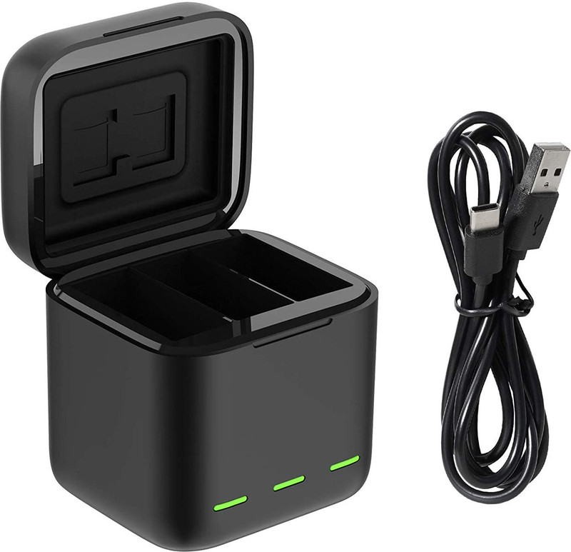 Digicom 3-Channel USB Charger for Hero 10/9,Compatible-Original 9/10 Camera Battery Charger(Black)