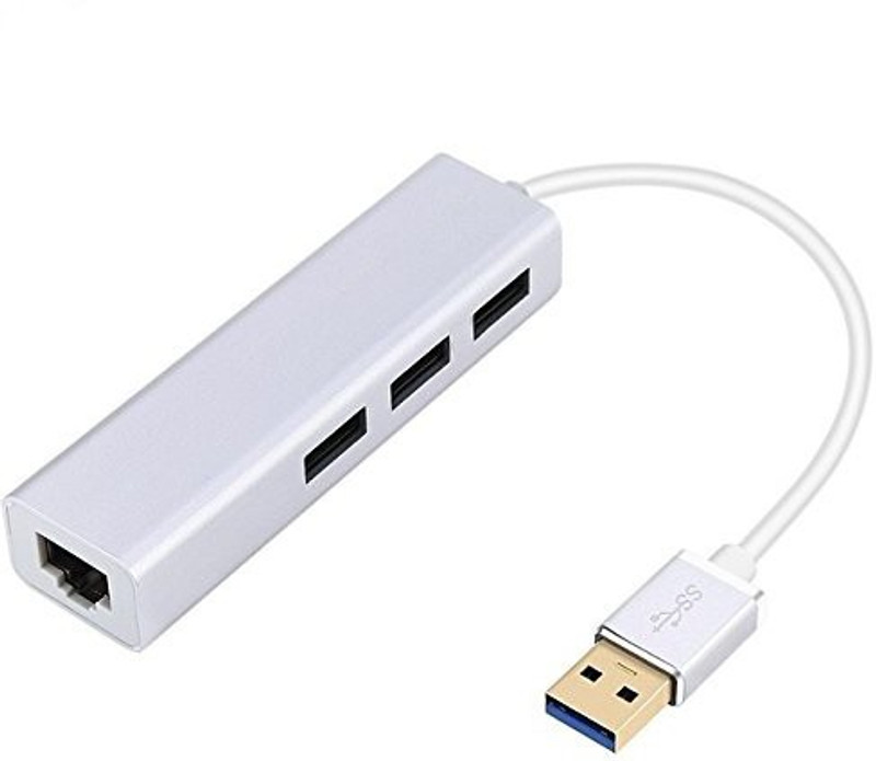 microware 1000Mbps Network Card USB 3.0 to RJ45 Gigabit Ethernet Lan Adapter 3.0 Ports High Speed USB Hub for Computer Mackbook Air PC Wired Ethernet Lan Adapter compatible with Linux, Mac, Ubuntu, Windows(1000 Mbps)