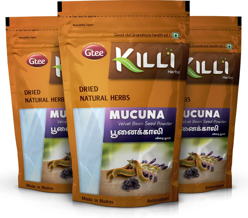KILLI Mucuna pruriens | Black Kaunch | Poonaikali | Kapikachhu Powder, 100g (Pack of 3)(3 x 100 g)