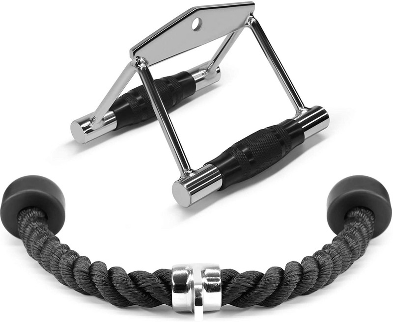 Black Mountain Combo Tricep Press Down Cable Attachment Multi Option: Tricep Rope, Rowing Handle Multi-training Bar