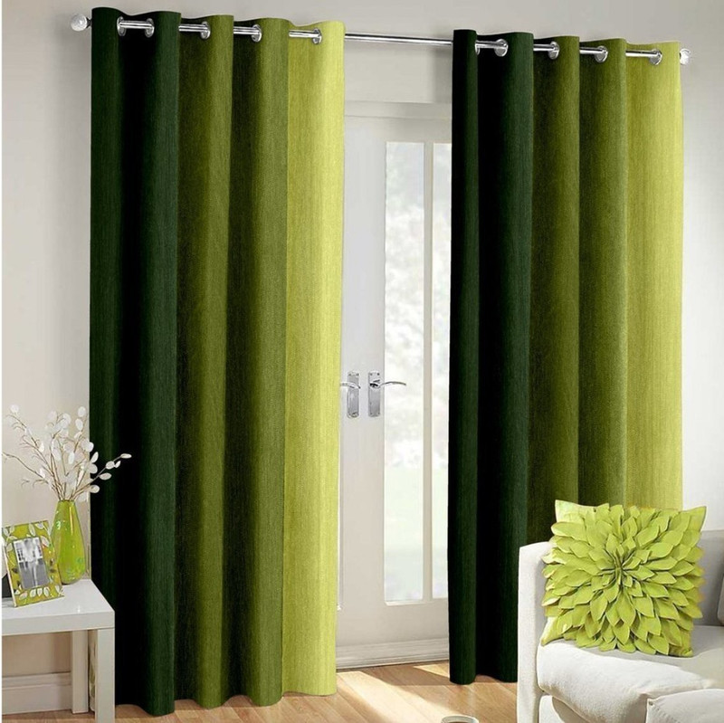 Homefab India 152.5 cm (5 ft) Window Polyester Semi Transparent Curtain (Pack Of 2)(Green, Solid)