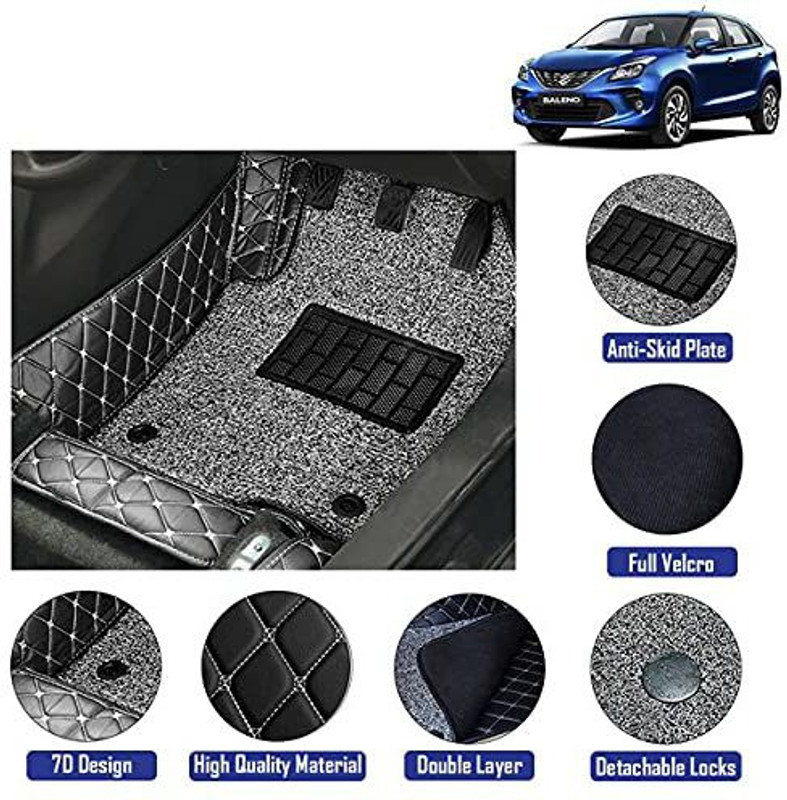 CYMA Leather 7D Mat For Maruti Suzuki Baleno(Black, Beige)