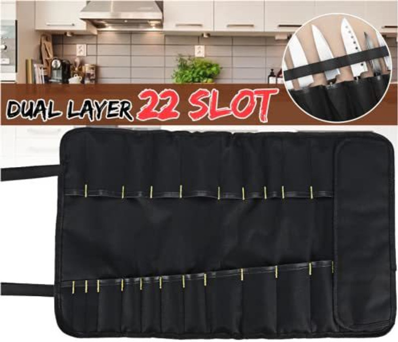 24x7eMall Empty Cutlery Folding Soft Case Case(Black Holds 22 Pieces)