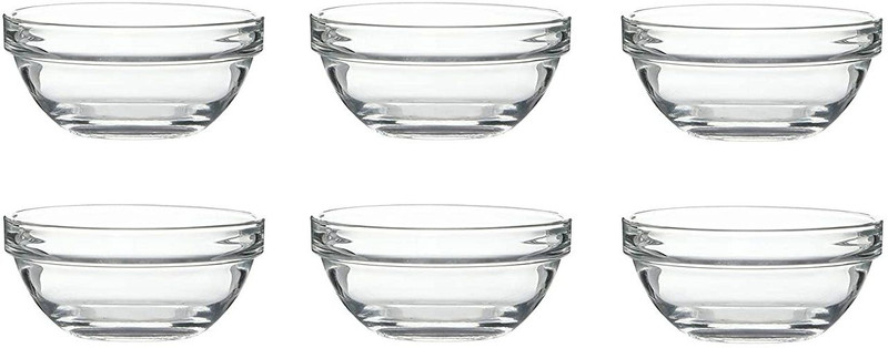 XLOW Pack of 6 Glass Dinner Set(Clear, Microwave Safe)