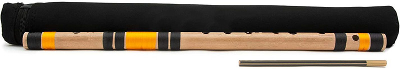 KHALSA MUSICAL flute Scale C Natural Professional 19 Inches Polished Bamboo Bansuri 7 hole With Carry Bag Bamboo Flute(48.5 cm)