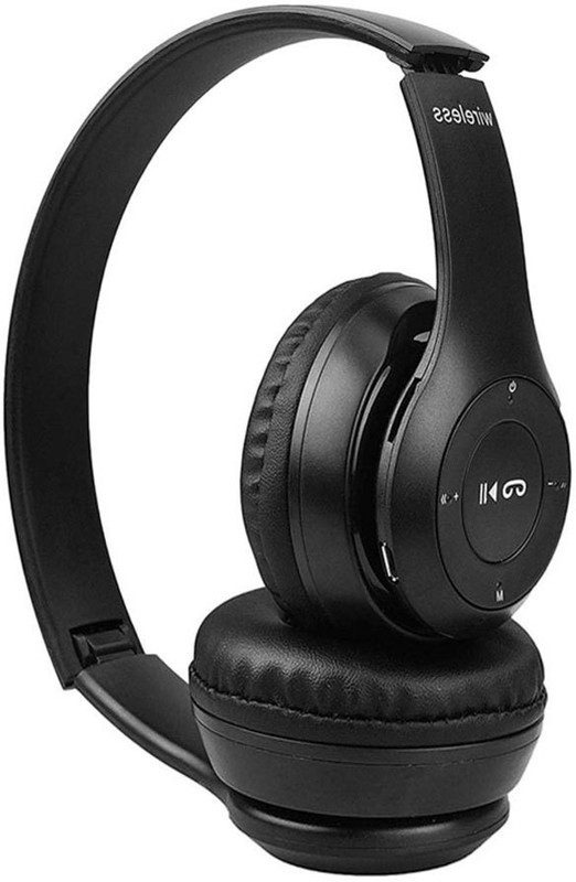 Techobucks 3D Bass 12hrs playback Bluetooth Wireless Headphone with Mic MP3 Player(White, 0 Display)