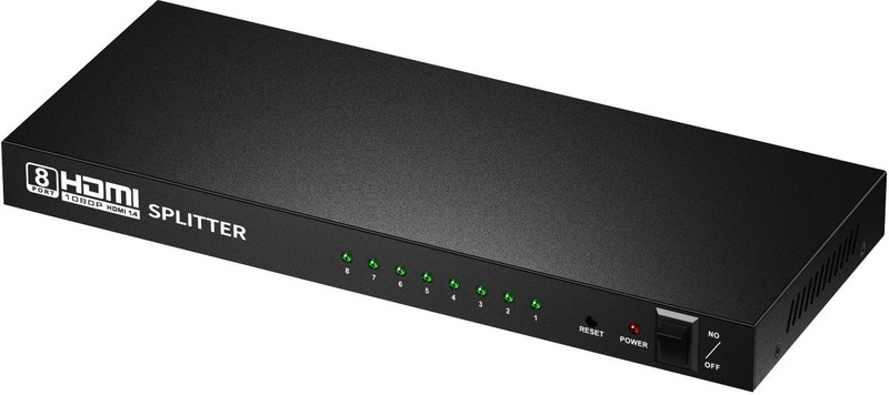 microware 4K 1x8 HDMI Splitter 1 in 8 Out Audio Video Distributor Amplifier with Charger Support Full HD 3D & 4K x 2K Media Streaming Device(Black)