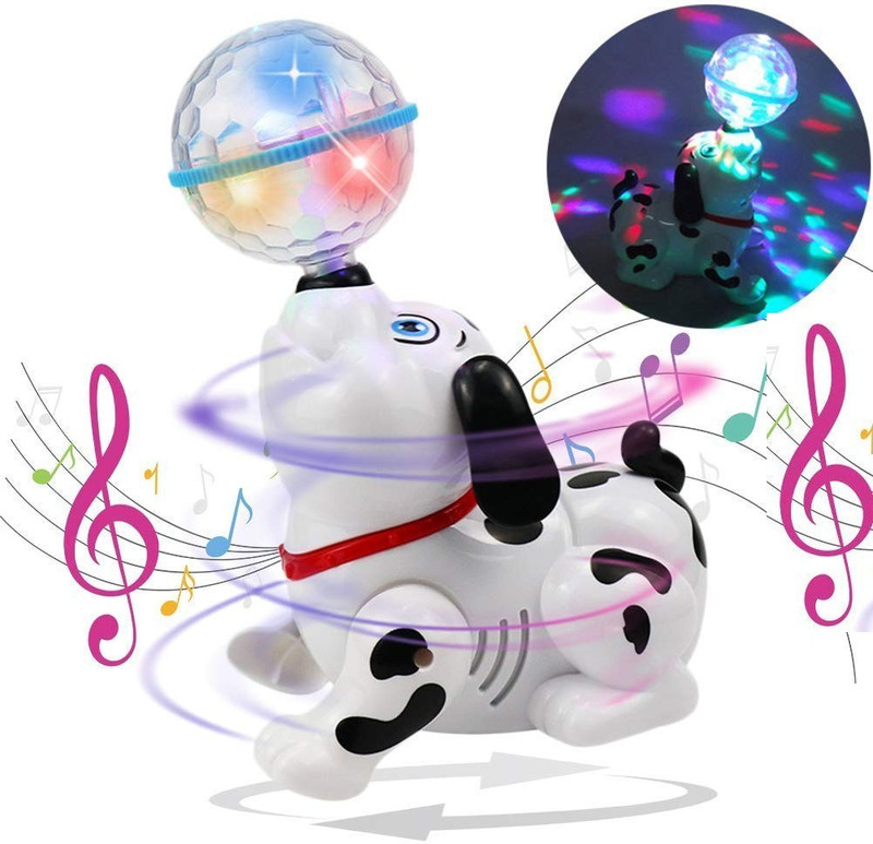 Galactic Dancing Dog Toy Music and 3D Flashing LED Light Ball Animal Puppy musical toy(Multicolor)