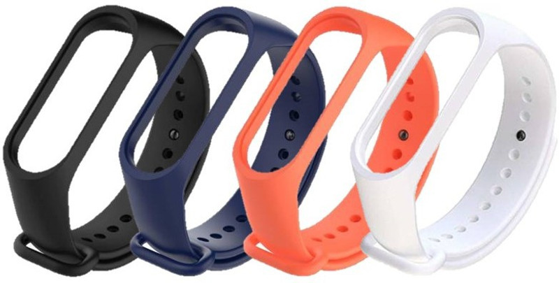 MOBISINGH 4Pc Combo Pack Smart Band Strap For Xiaomi Mi Band 3 & Mi Band 4(Not For Mi 1/2) Smart Band Strap(Mullti Color)