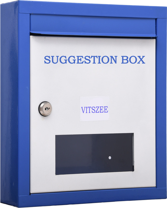 VITSZEE High Grade Metal Suggestion Box/Letter Box/Complaint Box/Donation Box/Startup idea innovation box/ with Two Key Lock Wall Mountable or On Table Surface (Blue) Suggestion Box(Blue)