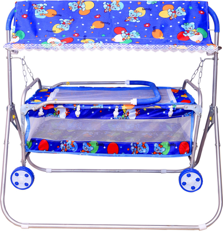 STEELOART New Born Baby Cradle With Siler Coating Buggy(Multi, Blue)