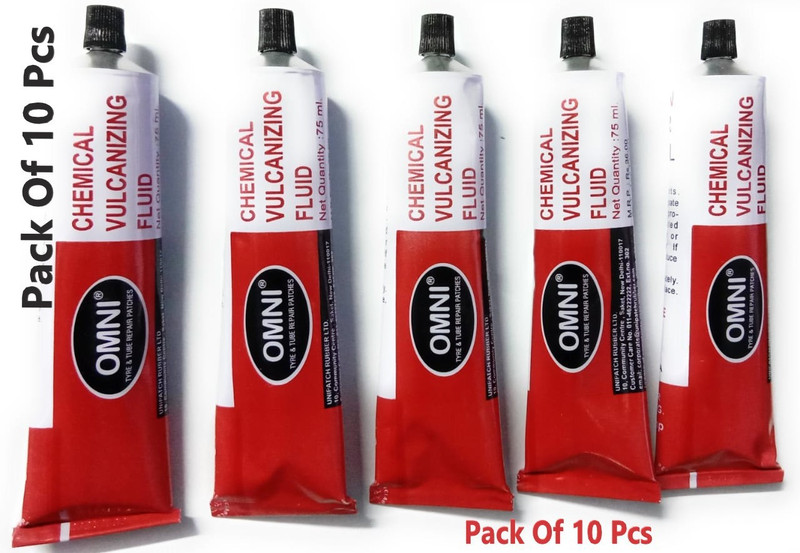 Omni Chemical Vulcanizing Fluid(CVF 75ml) Tire Tube Repair Patch Set of 10 Pieces Tubed Tyre Puncture Repair Kit