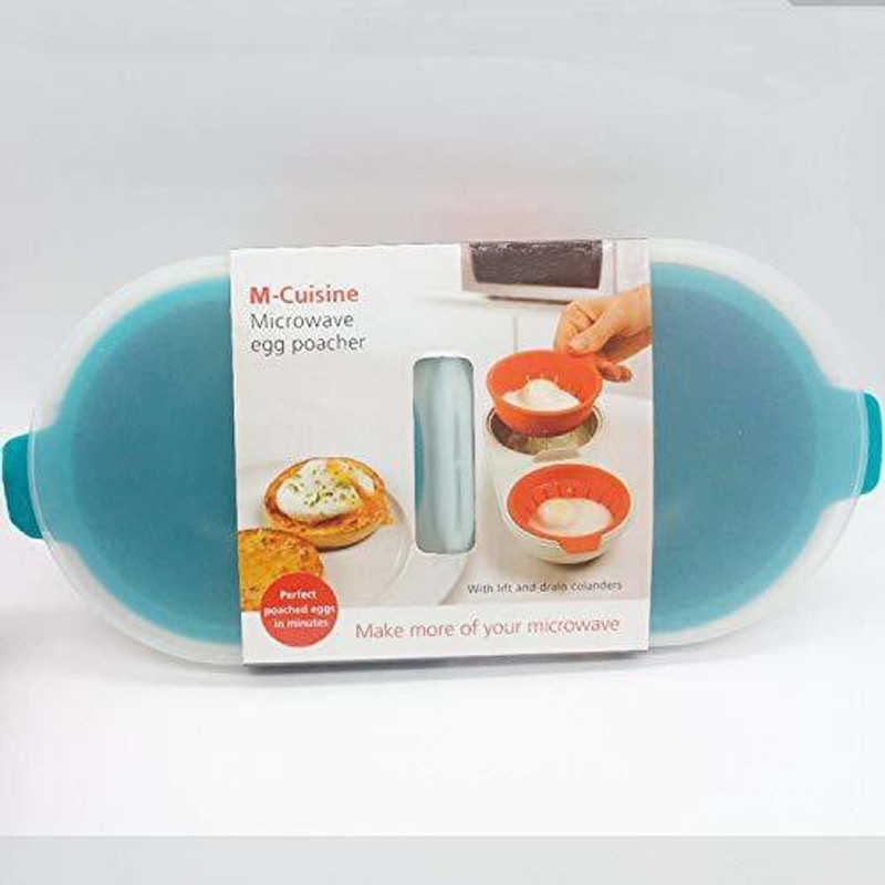 Primetan Microwave Egg Poacher | Oil Free Microwave Omelet Maker | Blue Boiled Egg Cooker Microwave| Microwave Egg Poacher | Microwave Omelet Maker Egg Cooker(Blue, 2 Eggs)