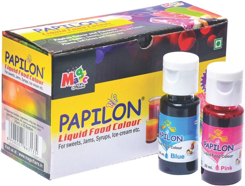 PAPILON 10 Shades Of Liquid Food Color (20 Ml X 10 Bottle) Multicolor
