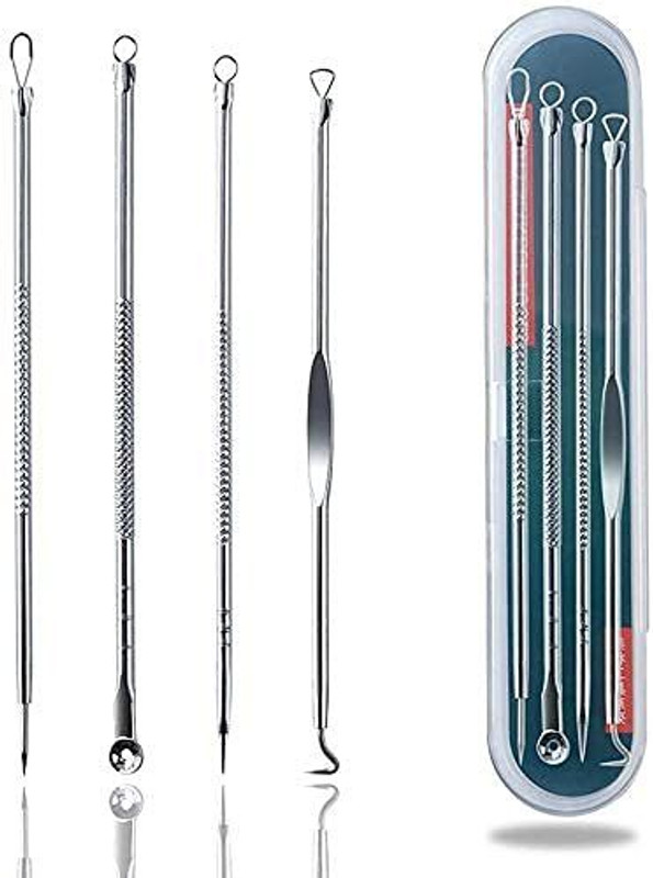 Miss Hot Stainless Steel Blackhead Remover Pimple Blemish Extractor Remover Tool Set of 4(4 g, Set of 4)