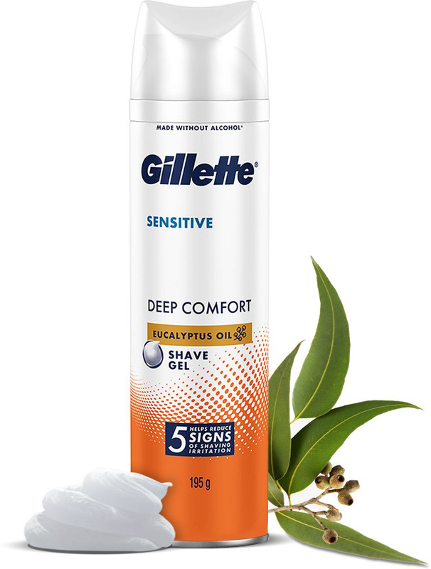 Gillette Sensitive Shaving Gel, Deep Comfort With Aloe Vera| 0% Parabene(195 g)