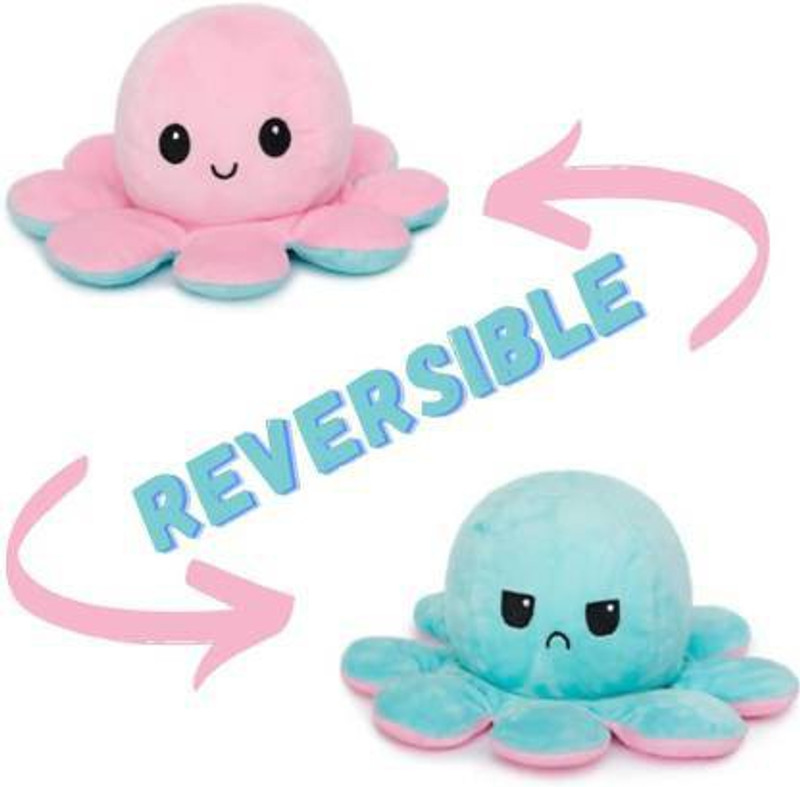LEGAL LOVE Blue & Pink Reversible Octopus Soft Toy - 12 cm (Blue, Pink) - 12 cm(Pink)