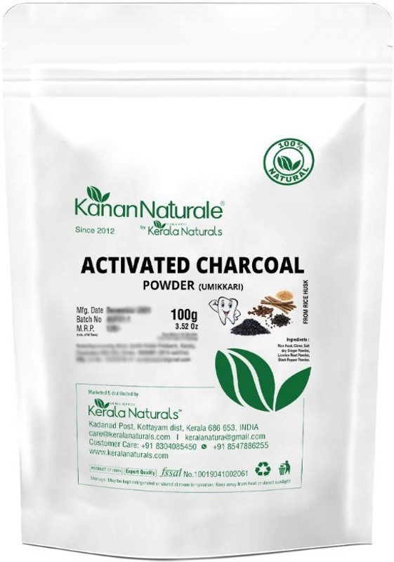 Kerala Naturals Activated charcoal from rice husk 200gm Teeth Whitening Kit