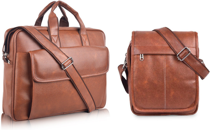 ICHIEF Men Tan Messenger Bag(Pack of: 2)
