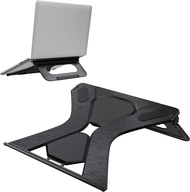 ELV DIRECT Height Adjustable Portable Tabletop Aluminum Laptop Riser Stand HGTADJUSLAP11 Aluminium Desk Stand Laptop Stand with Adjustable Height Compatible with Universal Laptops(Black)