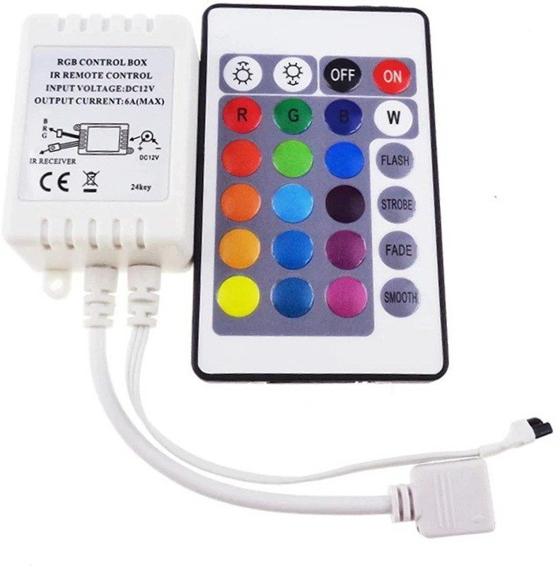 Divinext RGB Control Box IR Remote Controller Wireless for LED Light Strip Tape Lighting 6 Watts Computer PSU with 2 SATA Cables(Multicolor)